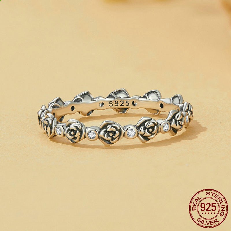 Anillo Rosa en plata de ley