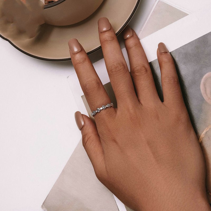Anillo Rosa en plata de ley